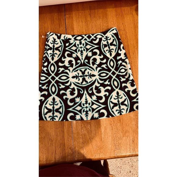INC International Concepts Blue Geometrical Mini Skirt Size 4 Petite - Picture 5 of 7